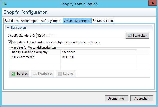 Shopify Fulfillment Versanddatenexport